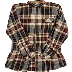 Legendary Whitetails Men's Buck Camp Flannel Shirt Size XLT Khaki Plaid